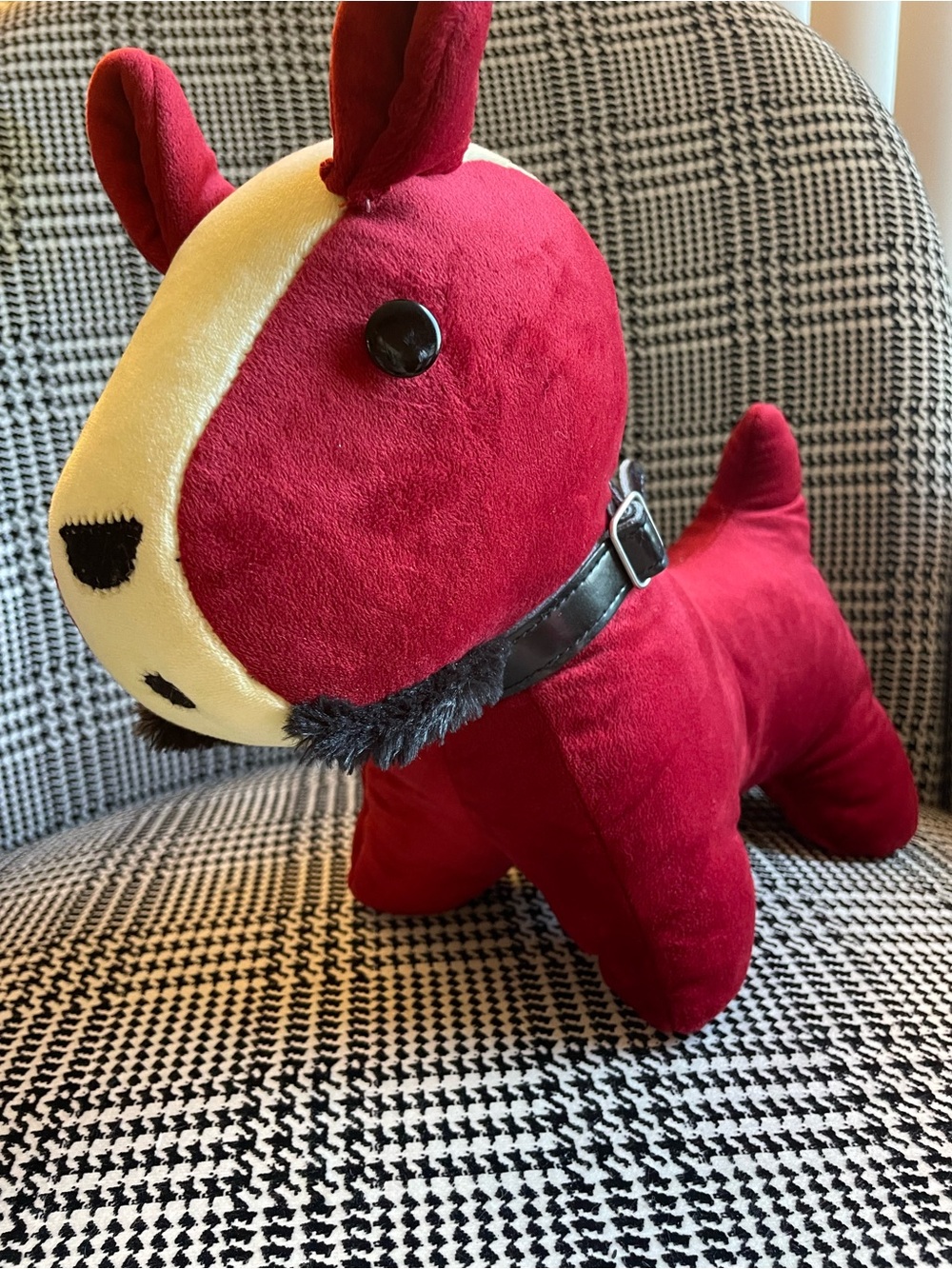 Vintage 1999 Logo Bear Red Velvet Bull Terrier Plush Collectible
